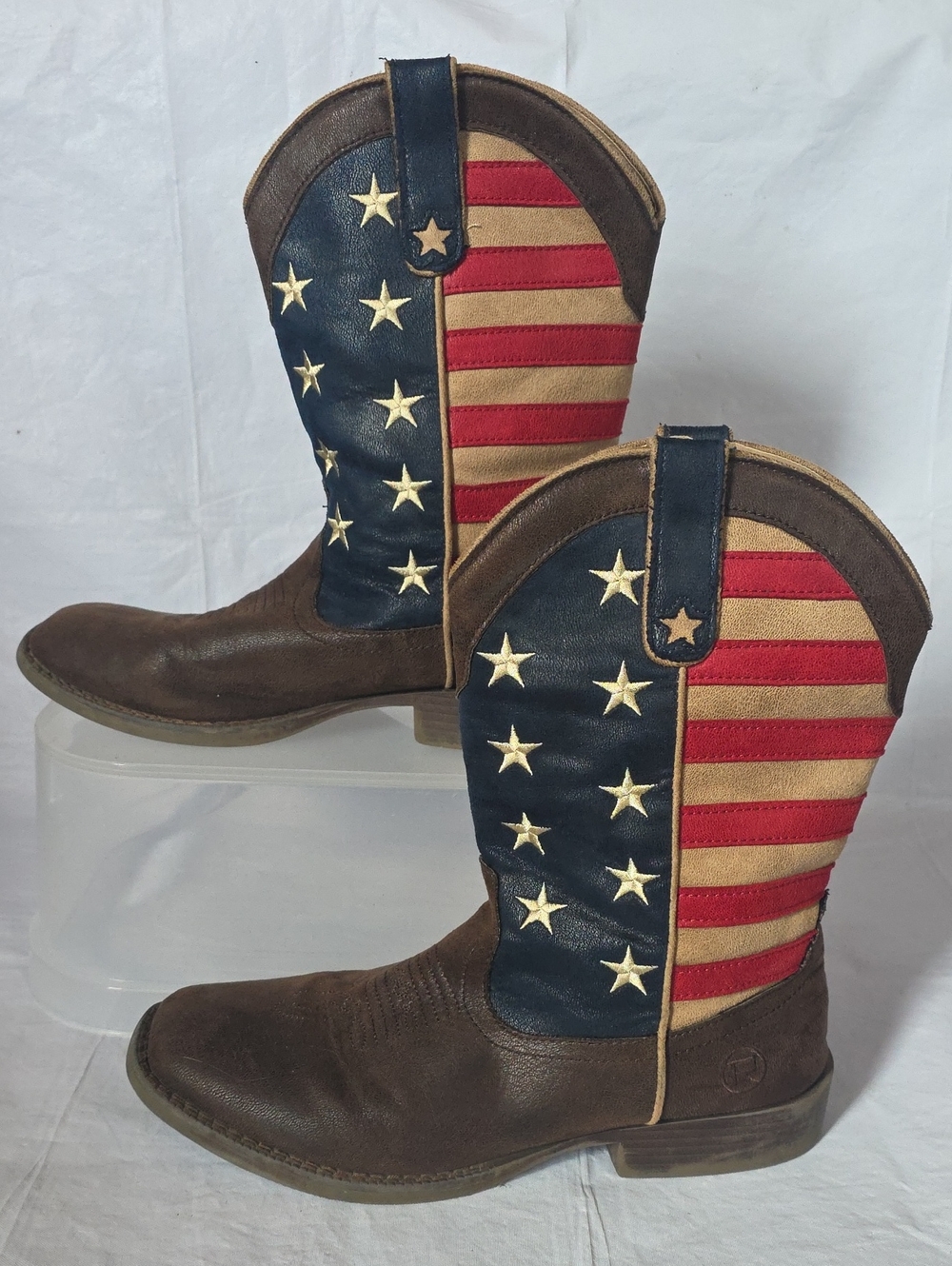 Roper Men's American Patriot Faux Leather Square Toe Boots 9.5‎